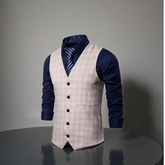 Elite Plaid Suit Vest for Men