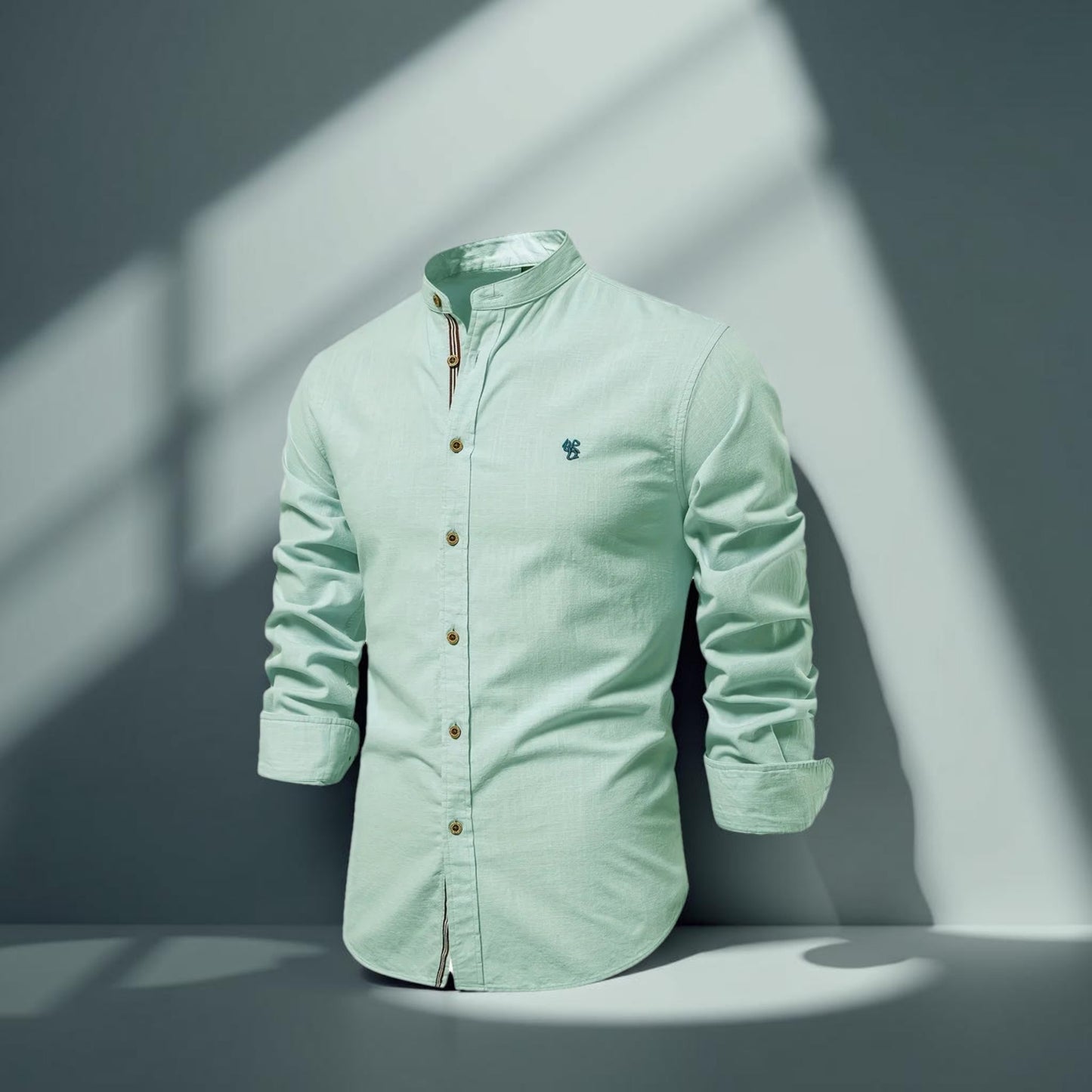 PureCraft Cotton Linen Embroidered Shirt for Men