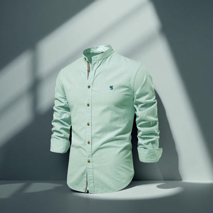 PureCraft Cotton Linen Embroidered Shirt for Men