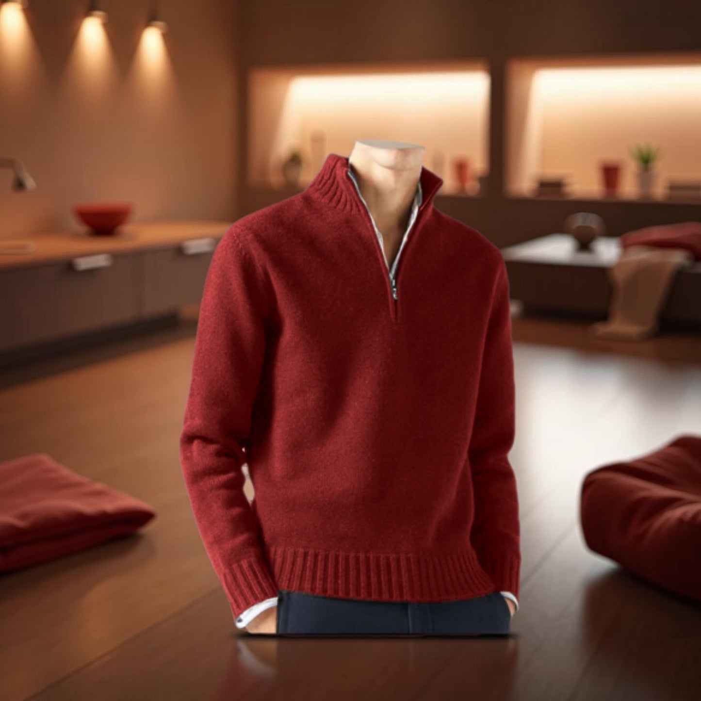 Warm Long-Sleeve Turtleneck Pullover