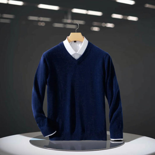 Luxury V-Neck Wool Cashmere Pullover