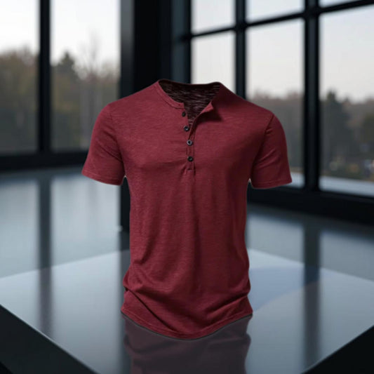 Men’s Dailywear Henry Collar T-shirt – Slim Fit Short Sleeve Top