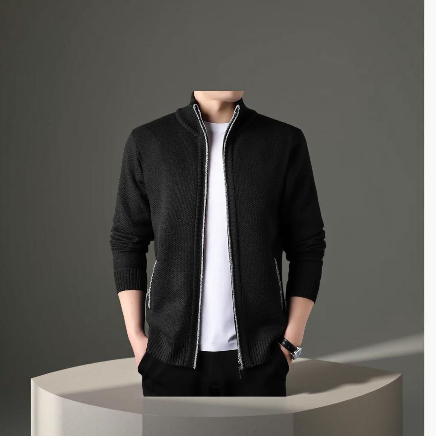 Men’s Premium Stand Collar Sweater Jacket