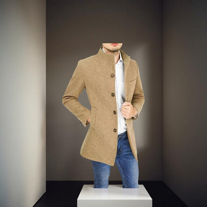 Men’s Classic Mid-Length Wool Blend Coat