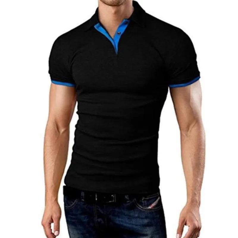 New Men's T-shirt Lapel Casual Short-sleeved Stitching Men