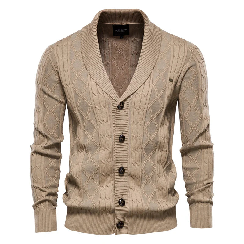 Men’s Business Casual Argyle Cardigan