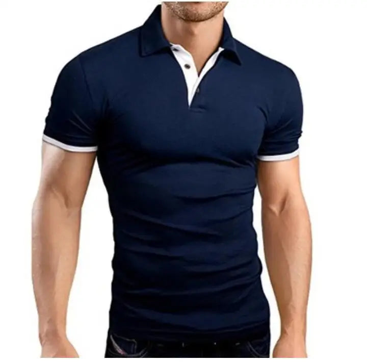 New Men's T-shirt Lapel Casual Short-sleeved Stitching Men