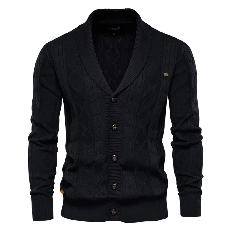 Men’s Business Casual Argyle Cardigan