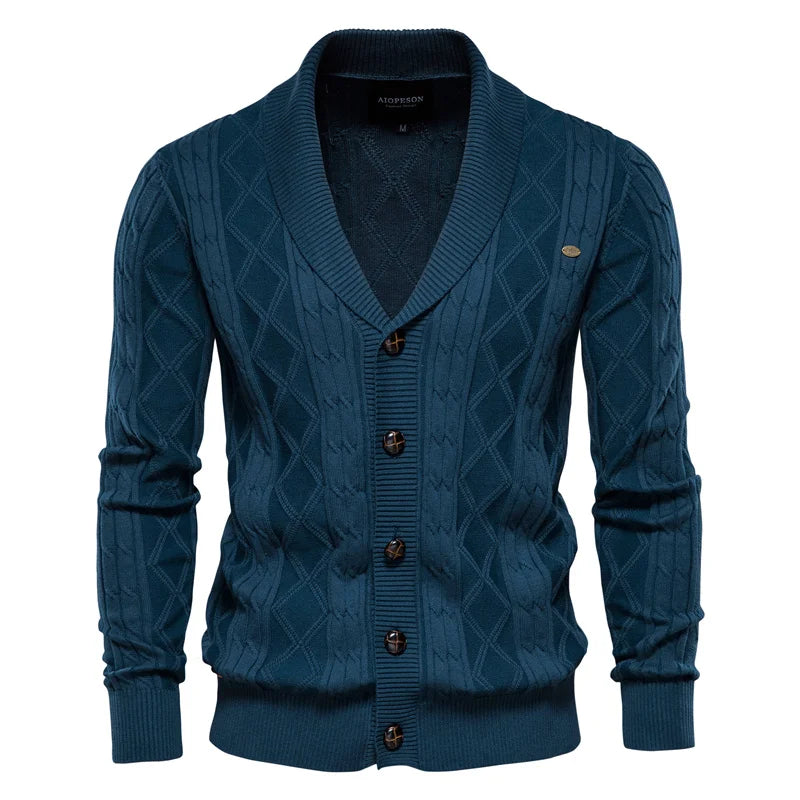 Men’s Business Casual Argyle Cardigan