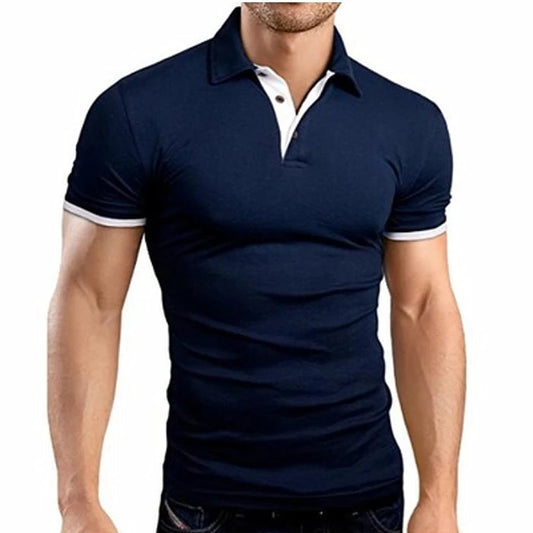 New Men's T-shirt Lapel Casual Short-sleeved Stitching Men