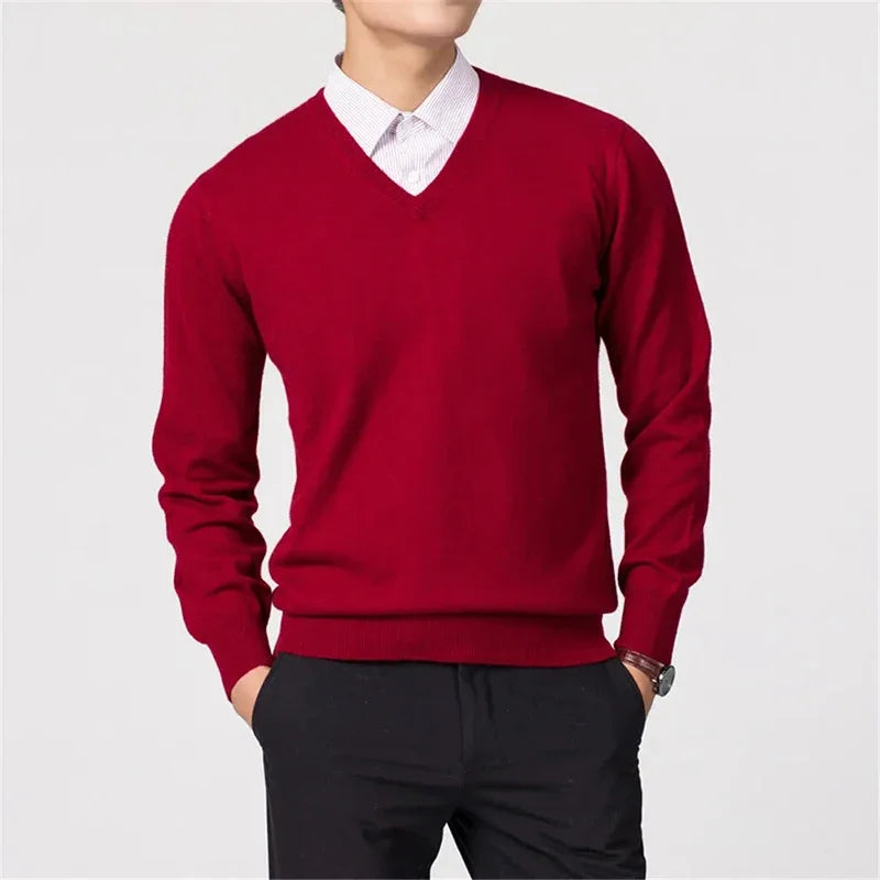 Luxury V-Neck Wool Cashmere Pullover