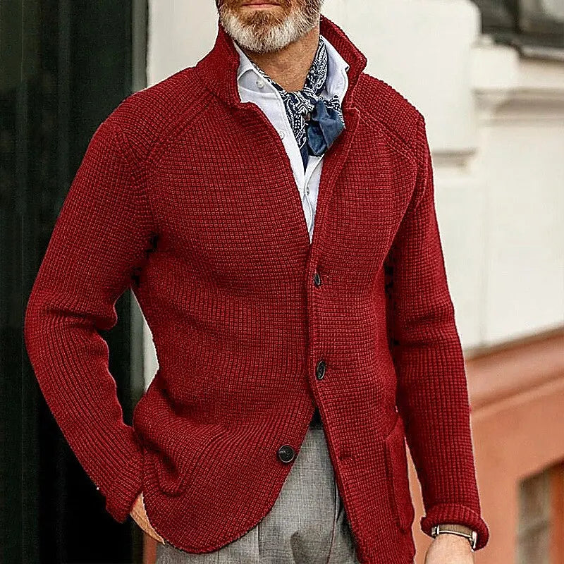 Slim Fit Stand Collar Knit Cardigan