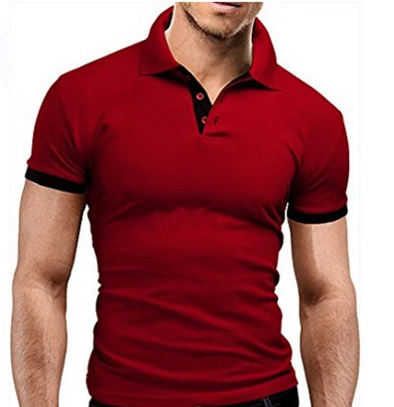 New Men's T-shirt Lapel Casual Short-sleeved Stitching Men