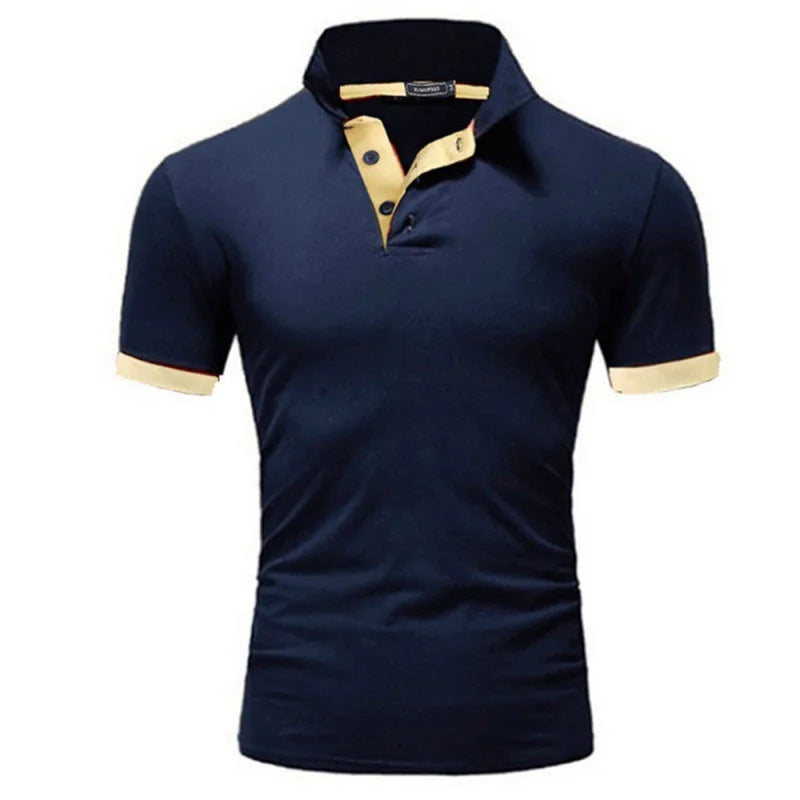 New Men's T-shirt Lapel Casual Short-sleeved Stitching Men