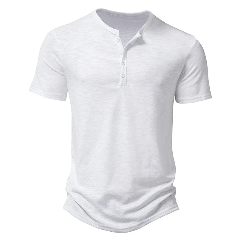 Premium Cotton Henley Tee – Men’s Casual Short Sleeve Polo