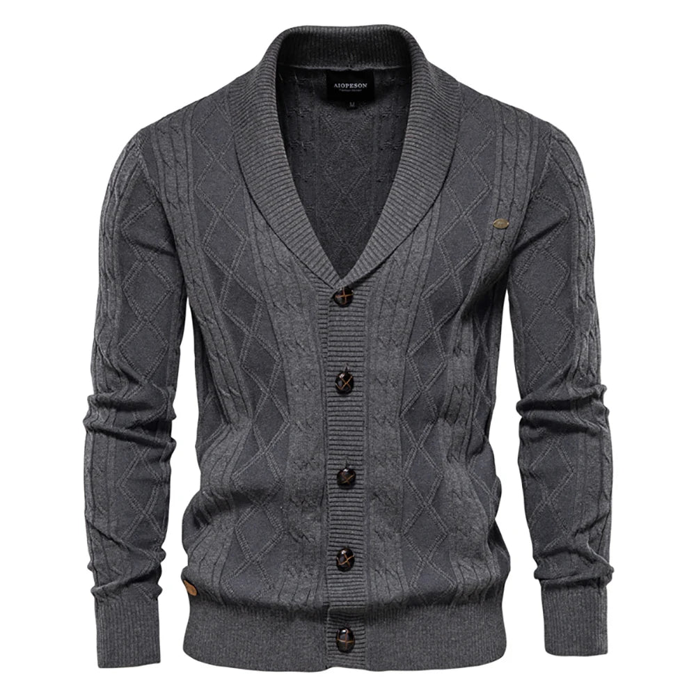 Men’s Business Casual Argyle Cardigan
