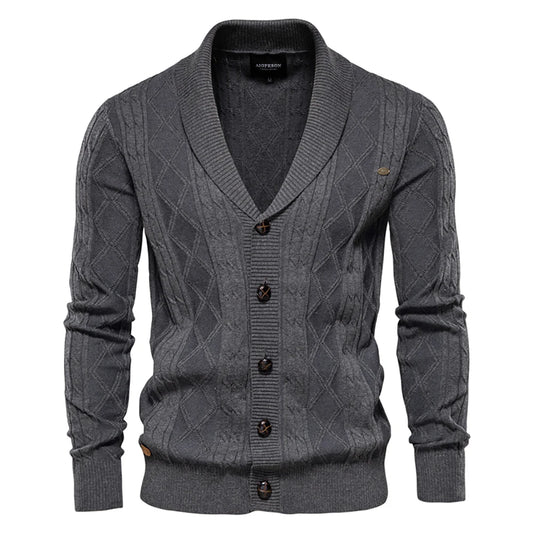 Men’s Business Casual Argyle Cardigan