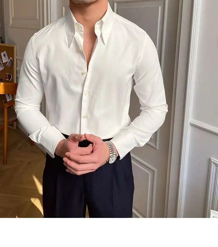Men’s Spring British Business Slim Shirt