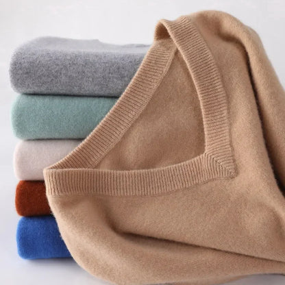 Luxury V-Neck Wool Cashmere Pullover