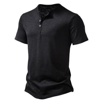 Premium Cotton Henley Tee – Men’s Casual Short Sleeve Polo