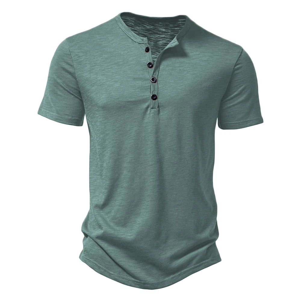 Premium Cotton Henley Tee – Men’s Casual Short Sleeve Polo