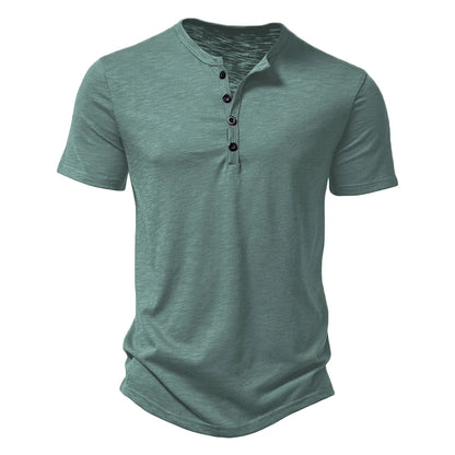Premium Cotton Henley Tee – Men’s Casual Short Sleeve Polo