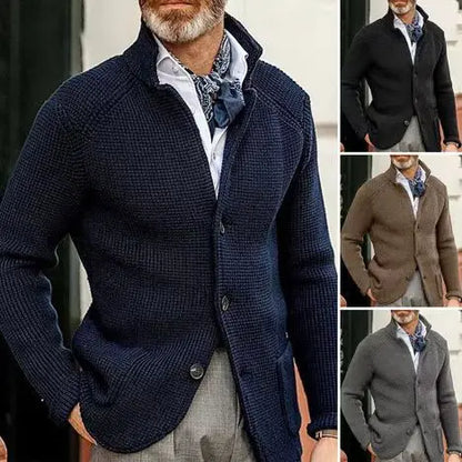 Slim Fit Stand Collar Knit Cardigan