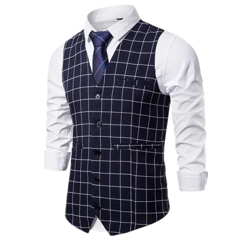 Elite Plaid Suit Vest for Men