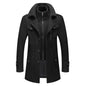 Men's Black Outwears Jackets 2 Piece Business Woolen Trench Coats Plus Size