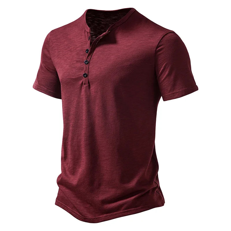 Premium Cotton Henley Tee – Men’s Casual Short Sleeve Polo
