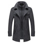 Men's Black Outwears Jackets 2 Piece Business Woolen Trench Coats Plus Size