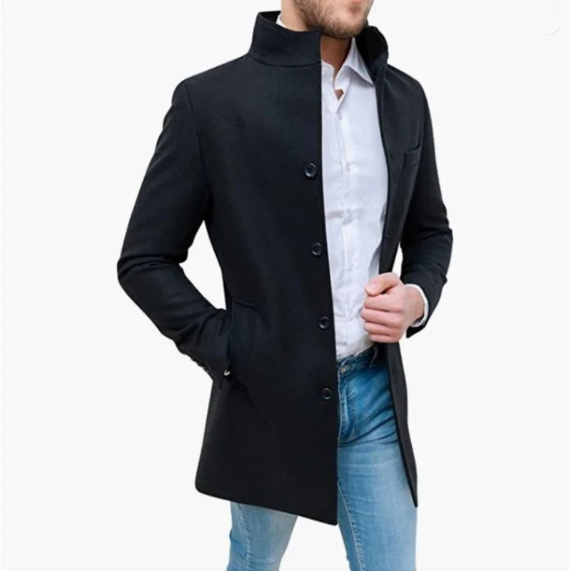 Men’s Classic Mid-Length Wool Blend Coat