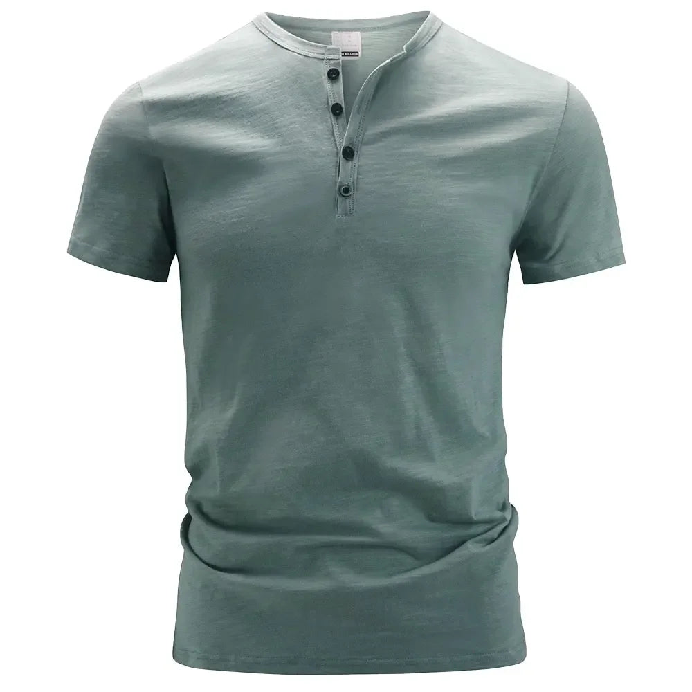 Men’s Dailywear Henry Collar T-shirt – Slim Fit Short Sleeve Top