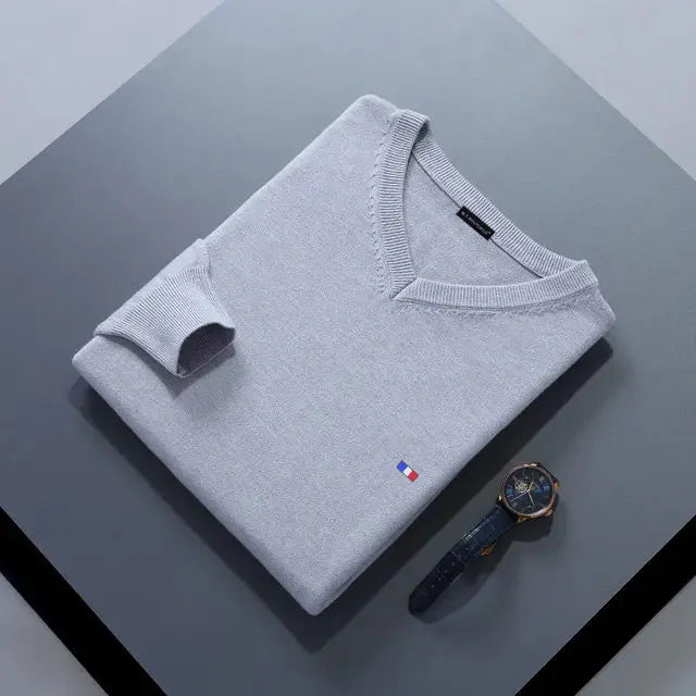Elegant Cashmere Blend V-Neck Sweater