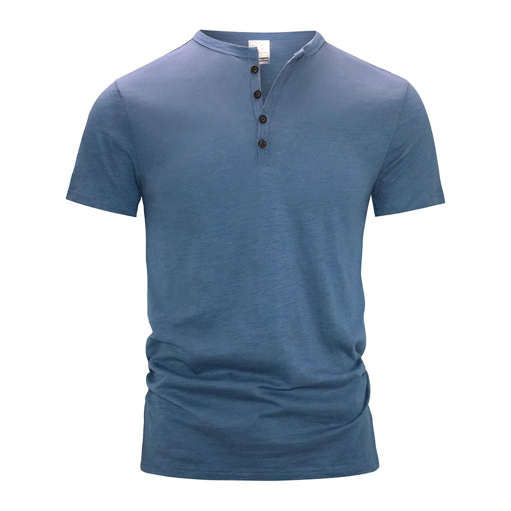 Men’s Dailywear Henry Collar T-shirt – Slim Fit Short Sleeve Top