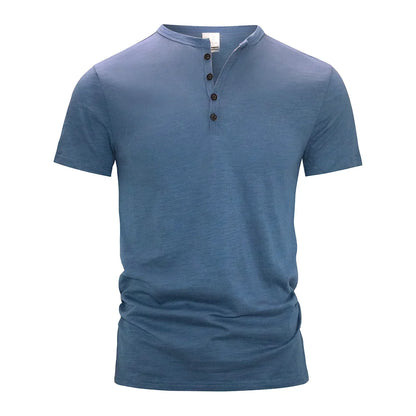 Men’s Dailywear Henry Collar T-shirt – Slim Fit Short Sleeve Top