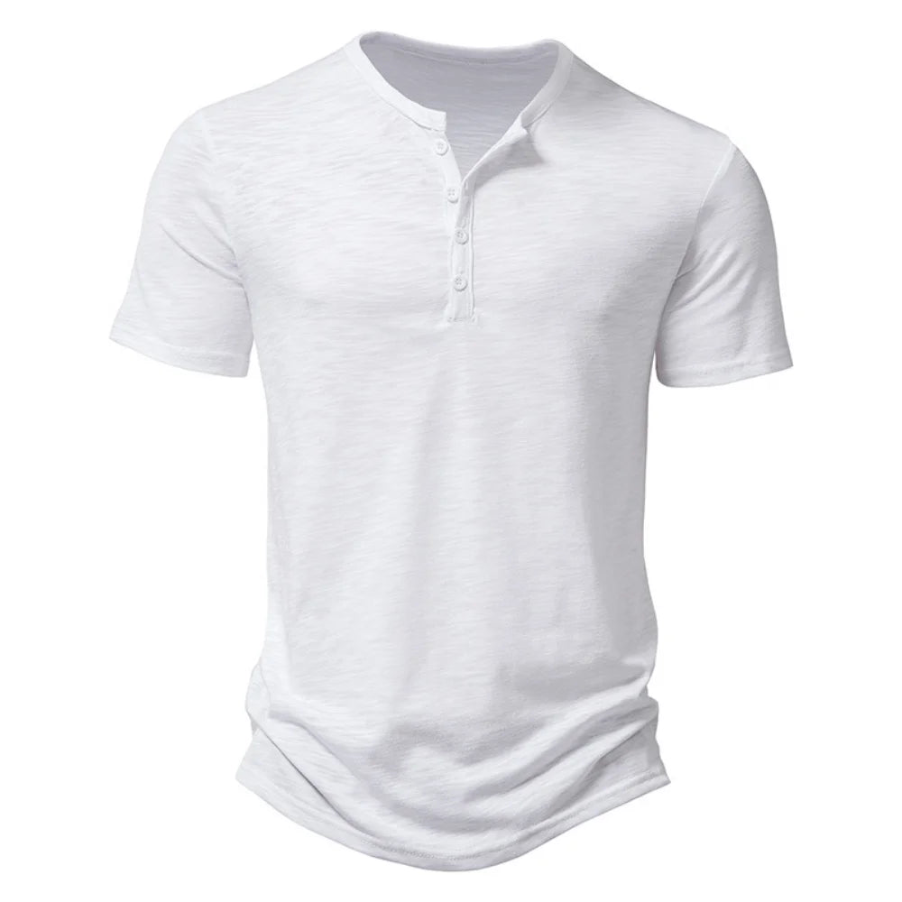 Premium Cotton Henley Tee – Men’s Casual Short Sleeve Polo