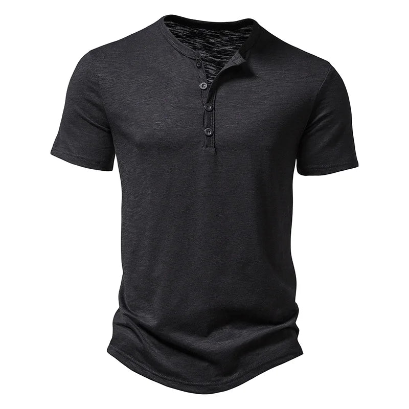 Premium Cotton Henley Tee – Men’s Casual Short Sleeve Polo