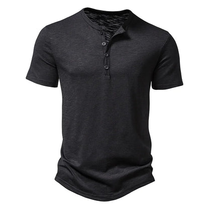 Premium Cotton Henley Tee – Men’s Casual Short Sleeve Polo