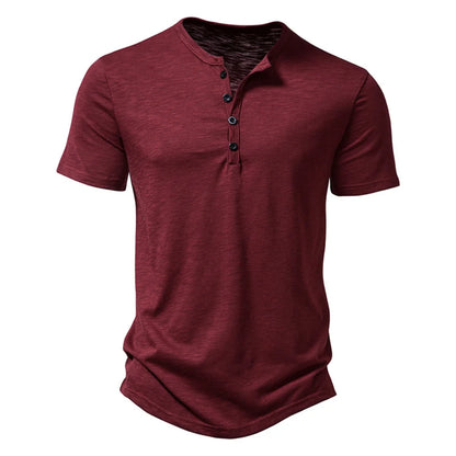 Premium Cotton Henley Tee – Men’s Casual Short Sleeve Polo