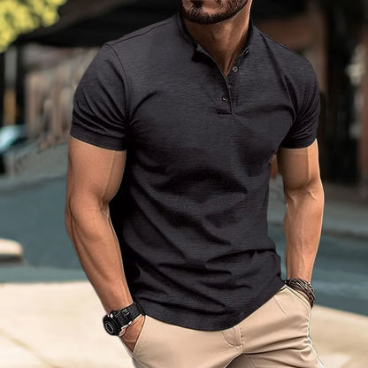 Men’s Dailywear Henry Collar T-shirt – Slim Fit Short Sleeve Top