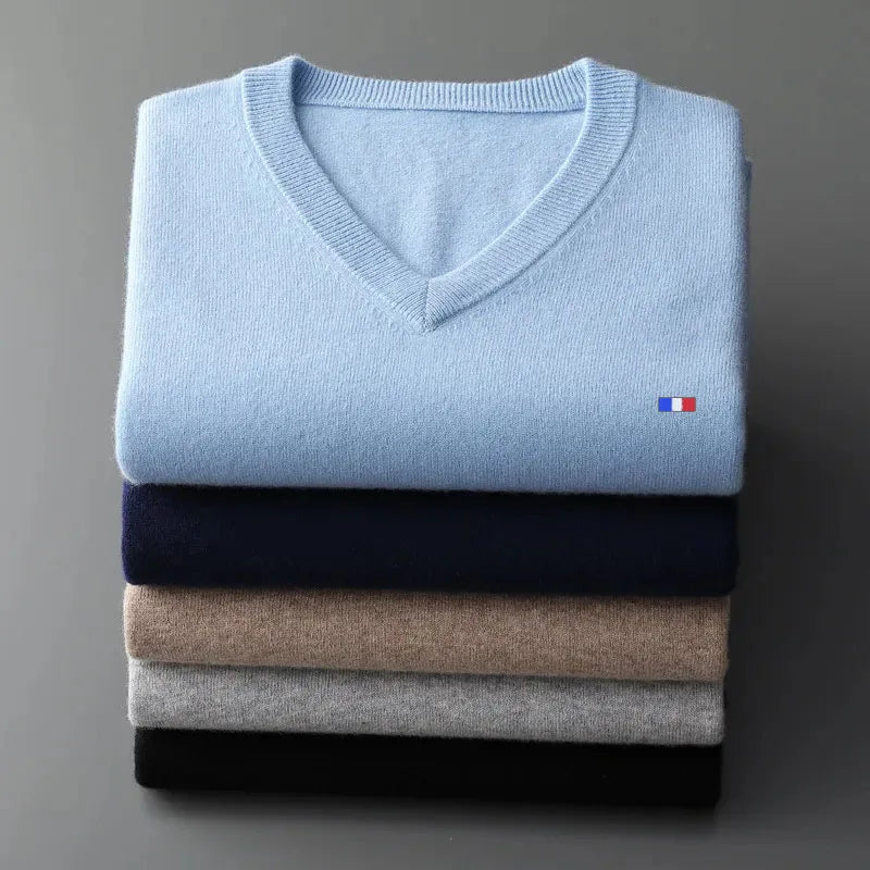 Elegant Cashmere Blend V-Neck Sweater