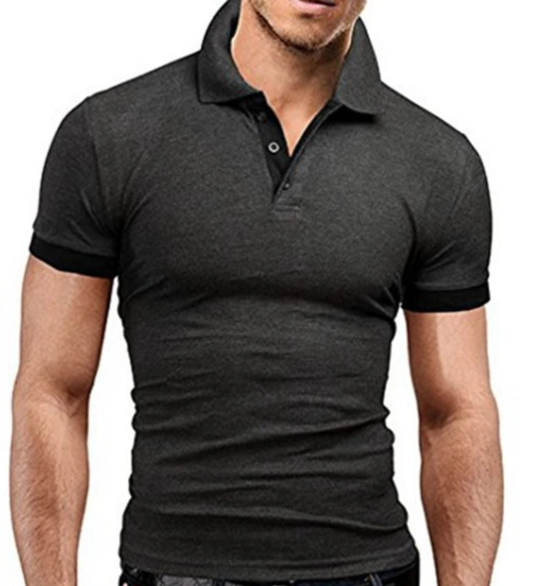 New Men's T-shirt Lapel Casual Short-sleeved Stitching Men