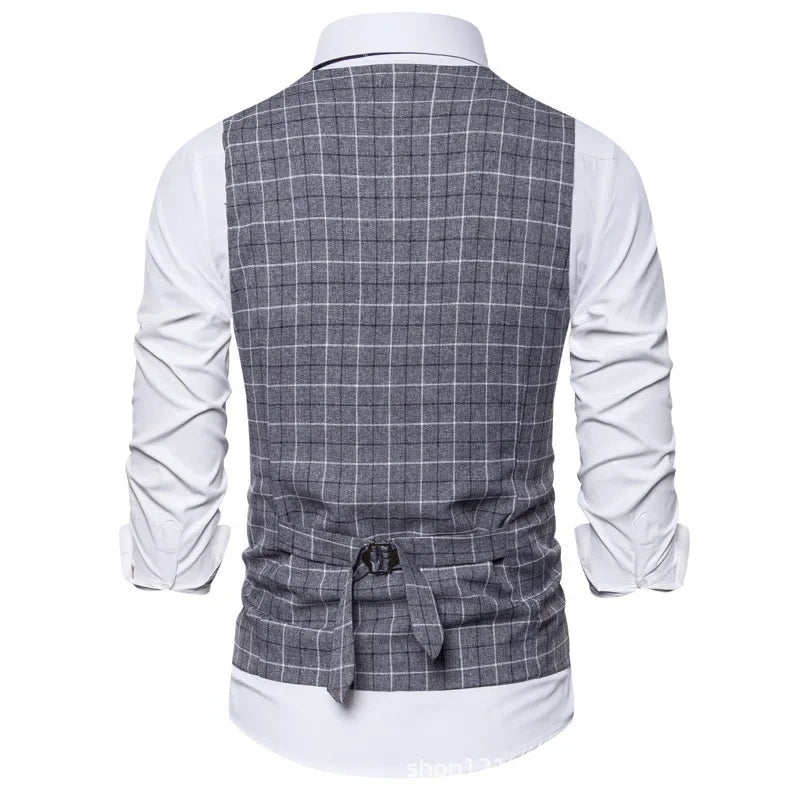 Elite Plaid Suit Vest for Men