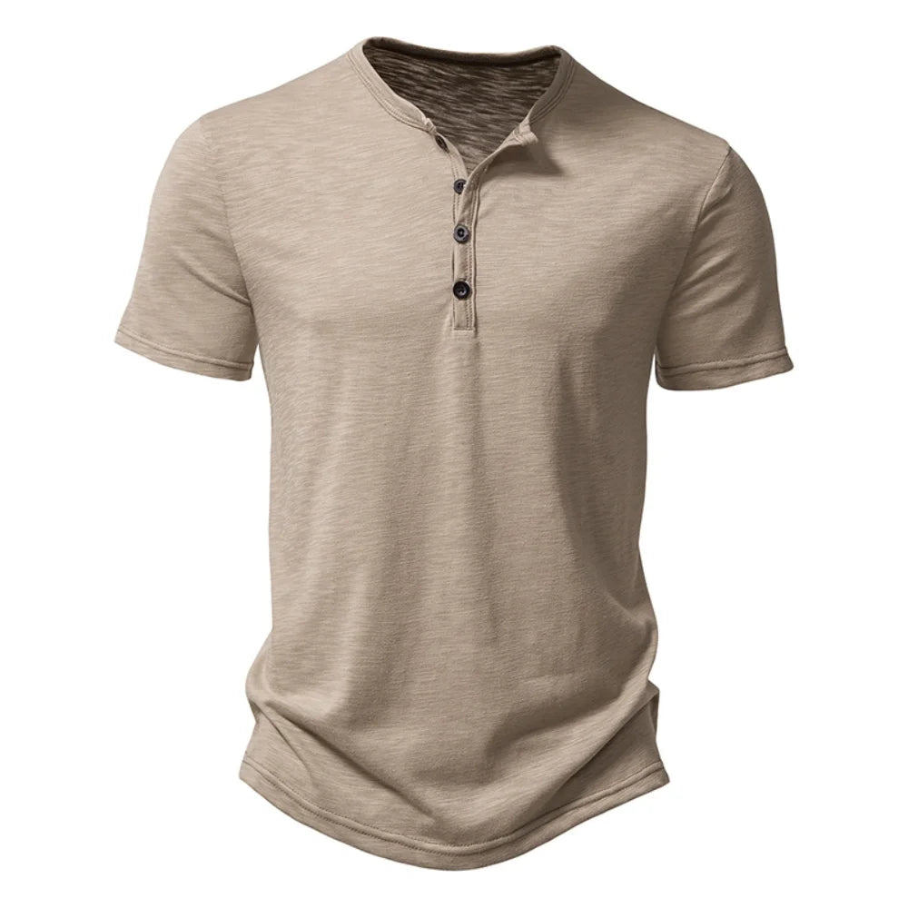 Premium Cotton Henley Tee – Men’s Casual Short Sleeve Polo