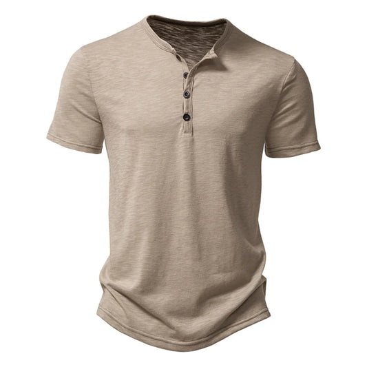 Premium Cotton Henley Tee – Men’s Casual Short Sleeve Polo