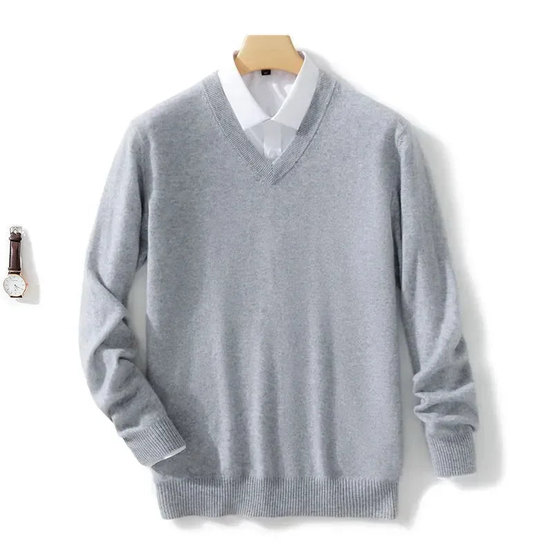 Luxury V-Neck Wool Cashmere Pullover