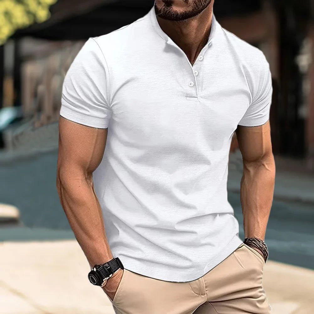Men’s Dailywear Henry Collar T-shirt – Slim Fit Short Sleeve Top