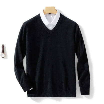 Luxury V-Neck Wool Cashmere Pullover