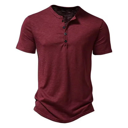 Men’s Dailywear Henry Collar T-shirt – Slim Fit Short Sleeve Top
